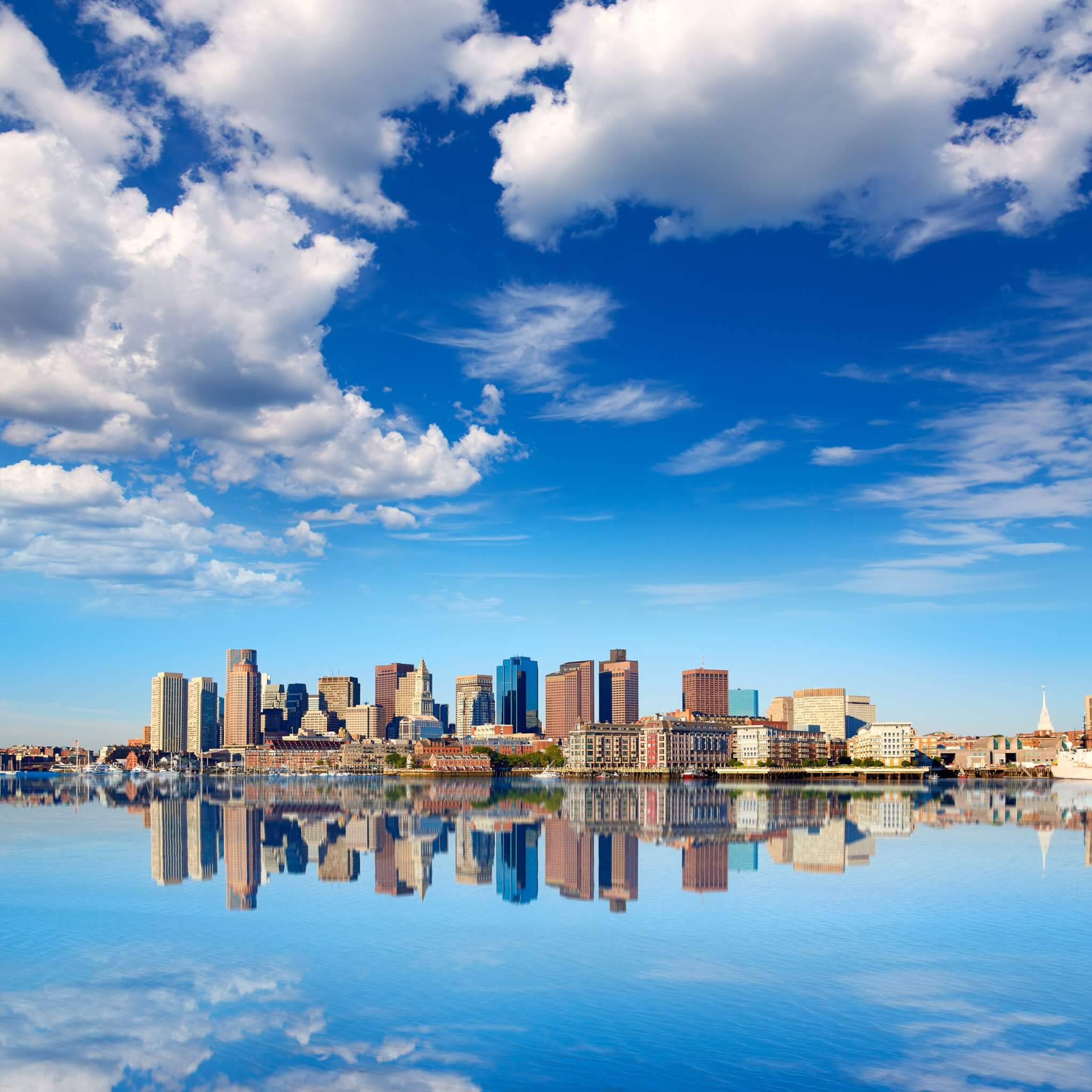 Downtown Boston seen from the harbor